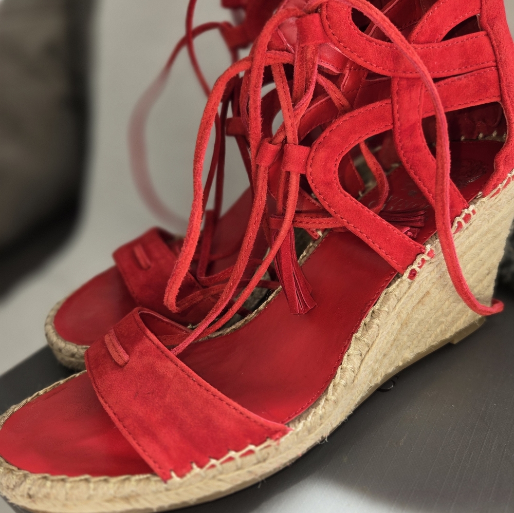 Red Espadrille Wedge Sandals